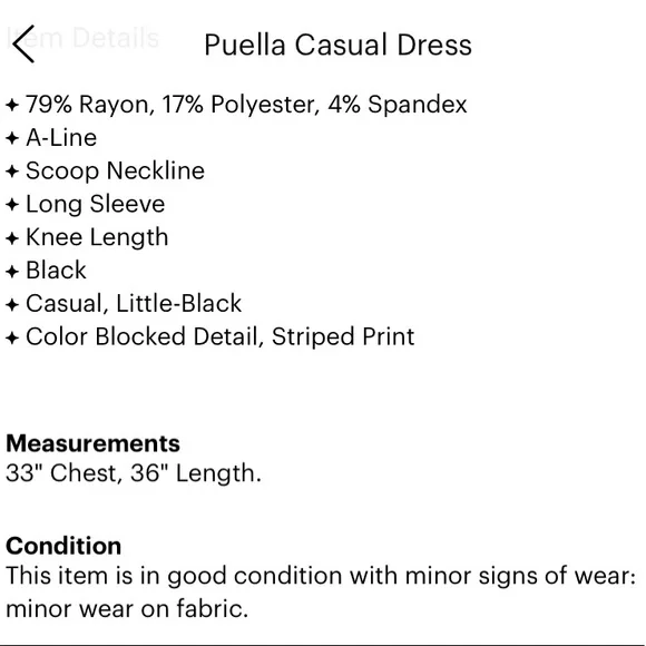 ❄️ PUELLA from Anthropologie Soft Striped Dress with Elbow Patches!! XS - Picture 6 of 6